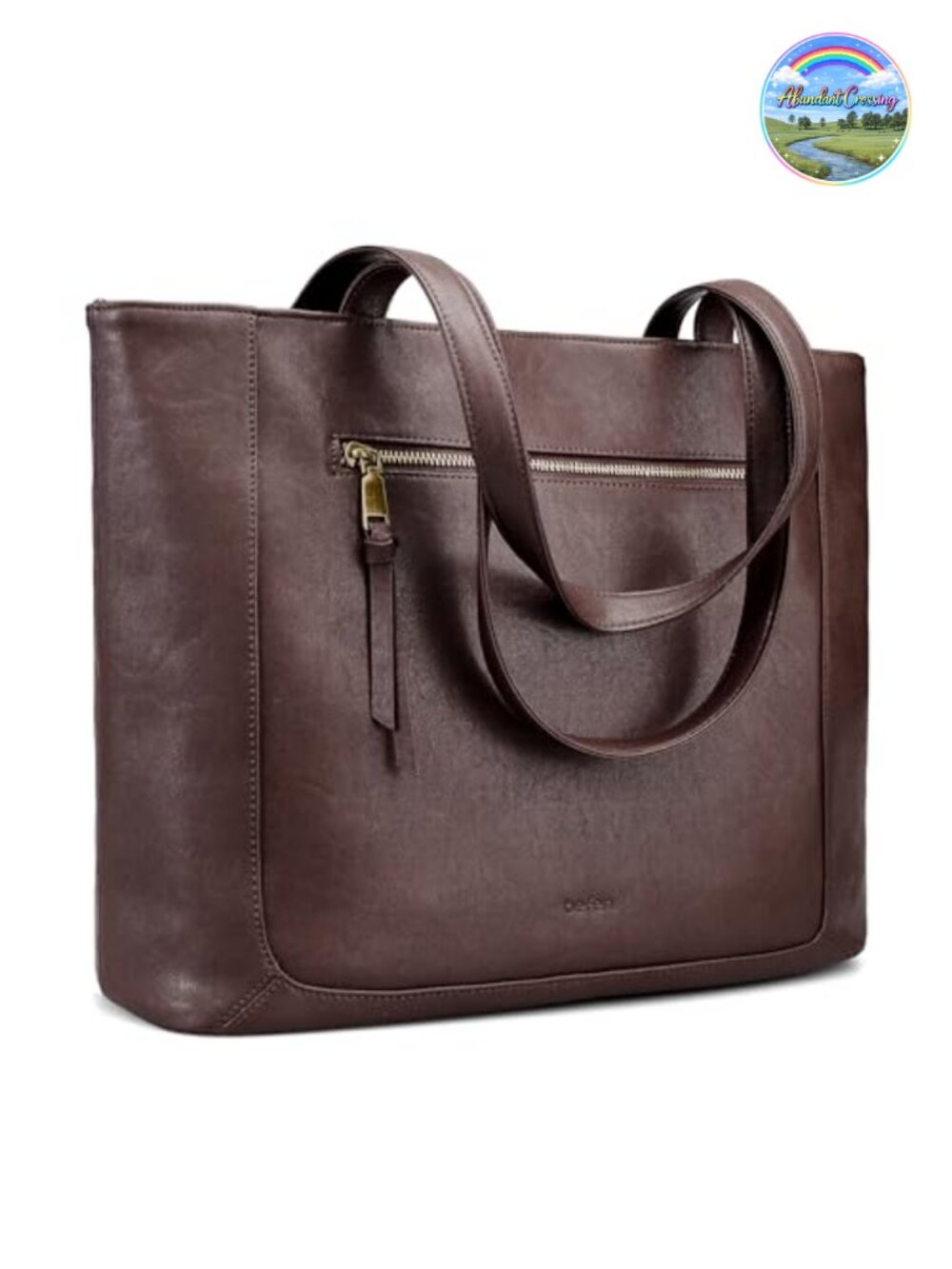 Genuine Leather Large Work Tote with 15.6" Laptop Compartment